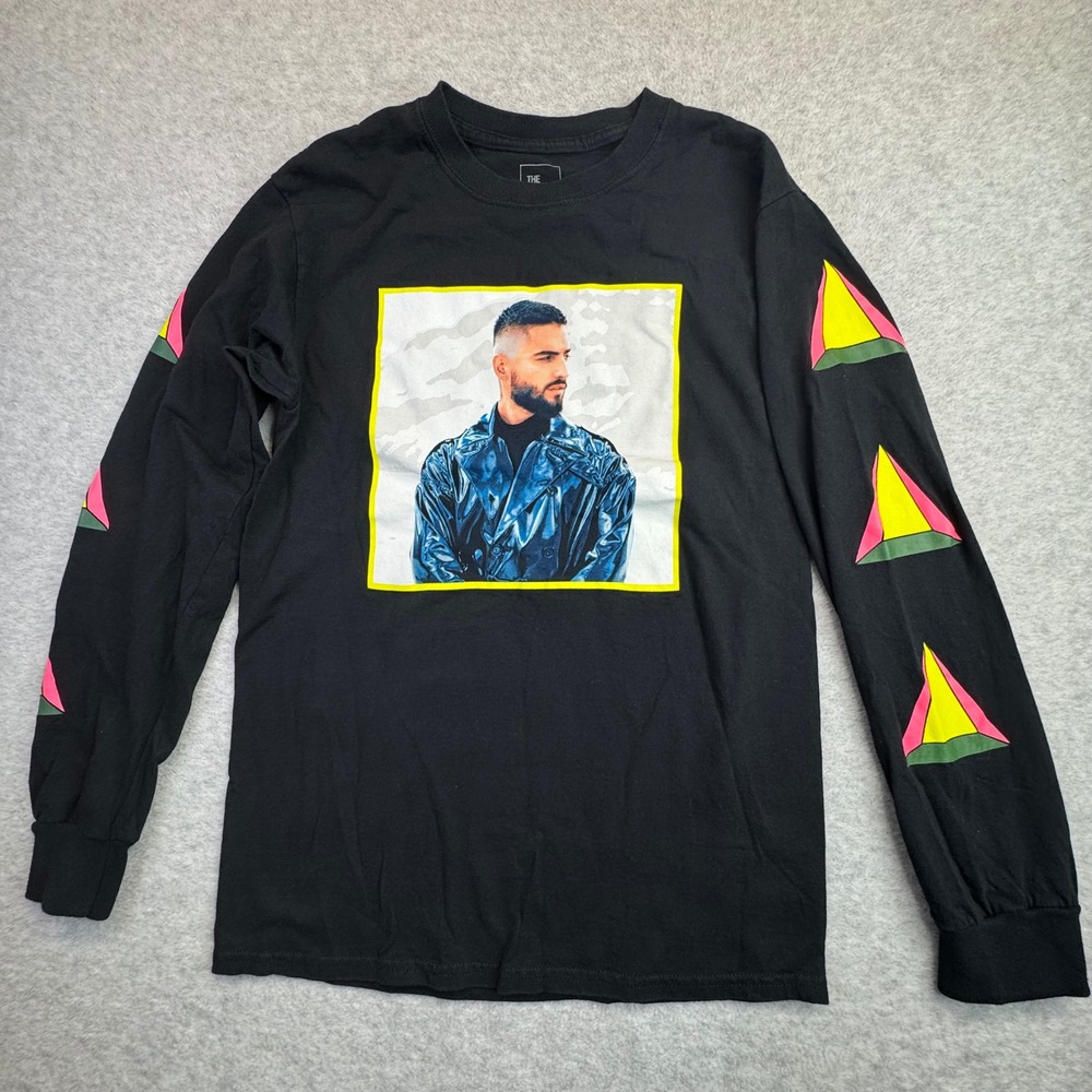 Maluma 11:11‎ World Tour Long Sleeve Graphic T-Shirt Mens Small Black Cotton